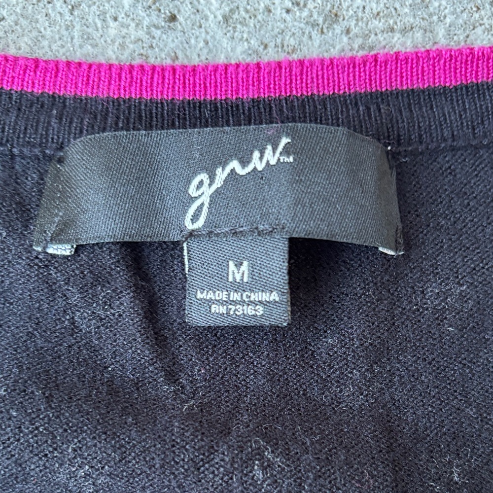 GNW Black Cardigan with White Dots and Pink Accents - Picture 5 of 9